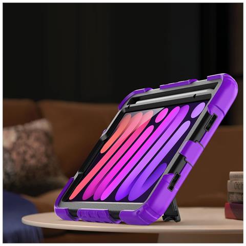 Custodia Per Ipad Mini 6 8.3"" Con Supporto E Tracolla Viola - Foto 2