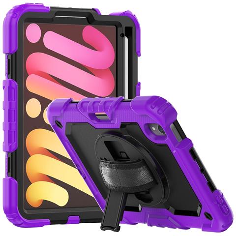 Custodia Per Ipad Mini 6 8.3"" Con Supporto E Tracolla Viola - Foto 1
