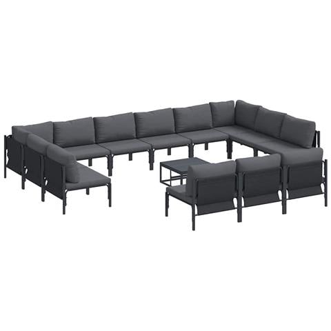 Set Divano da Giardino 14 pcs Antracite Acciaio - Foto 1