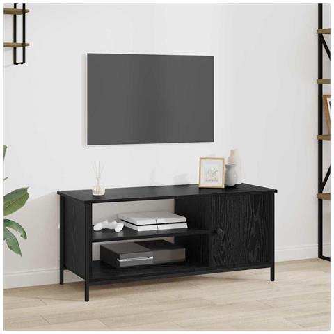 Mobile TV Rovere nero 100 x 40 x 45 cm Legno multistrato - Foto 2