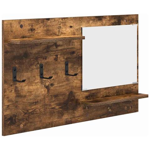 Appendiabiti a muro con lo scaffale Rovere fumo 90 x 10 x 50 cm - Foto 1