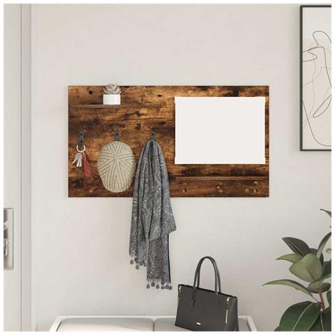 Appendiabiti a muro con lo scaffale Rovere fumo 90 x 10 x 50 cm - Foto 2