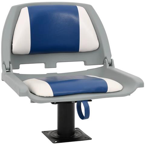 Set Sedile per Barca Pieghevole 2pz Blu e Bianco 48x51x41 cm - Foto 1