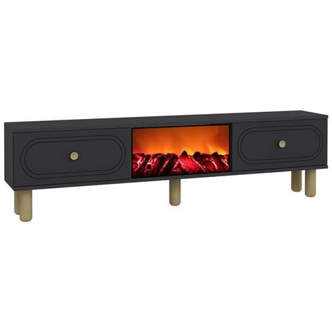 Fyri Porta Tv Con Camino A Led 150cm Grigio Antracite - Foto 2