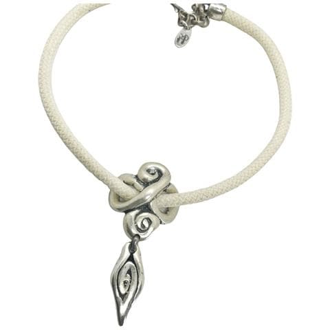 Collana Nautilus In Argento Placcato E Cordino Color Crema - Foto 2