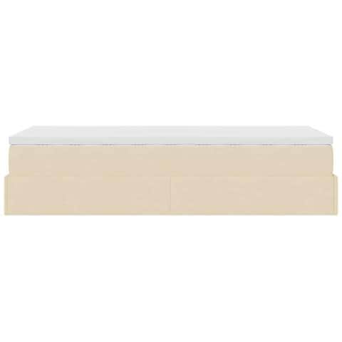Struttura Letto Pouf con Materasso Crema 90x190 cm in Tessuto - Foto 9