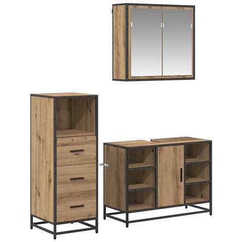 Set di mobili per il bagno con porta 3 pcs Rovere artigianale - Foto 1