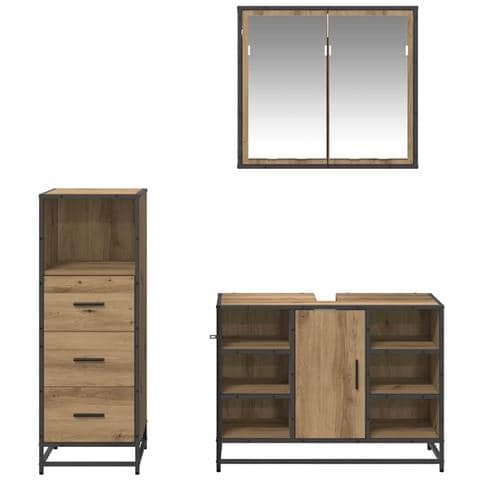 Set di mobili per il bagno con porta 3 pcs Rovere artigianale - Foto 9