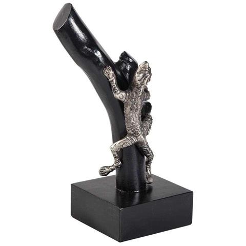 Figura Lucertola In Legno E Alluminio Con Supporto 13x17,5x32,5h - Foto 4