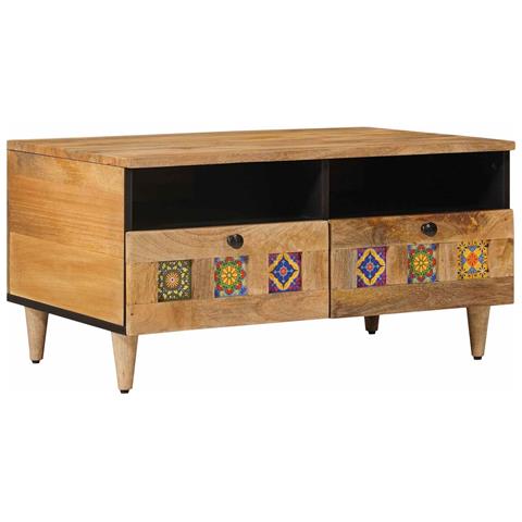 Tavolino da salotto con cassetto Naturale 80 x 54 x 40 cm - Foto 1