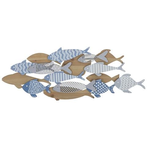 Decorazione In Metallo E Legno Pesce 10-multicolore-metallo-91x3x33,5 Cm - Foto 1