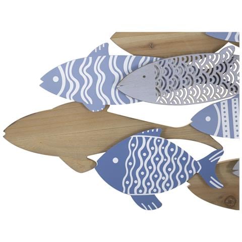Decorazione In Metallo E Legno Pesce 10-multicolore-metallo-91x3x33,5 Cm - Foto 2