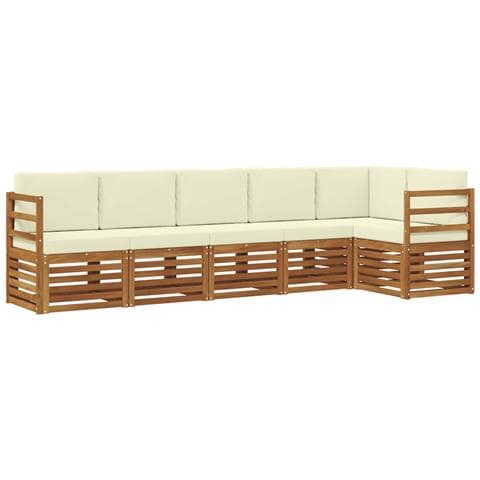 Set divani 6 pcs Naturale e Crema Legno di Acacia Massello - Foto 1