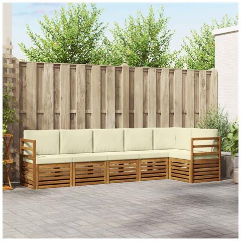Set divani 6 pcs Naturale e Crema Legno di Acacia Massello - Foto 2