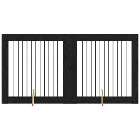 Cancello per cani con supporti 2 pcs Rovere Nero 100 x 100 cm - Foto 1
