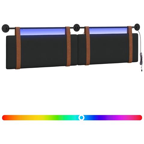 Testiera sospesa Con luce LED Nero PU Antico - Foto 1