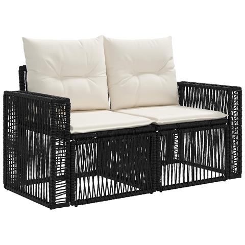 Set Divano da Giardino 13 pcs Nero e Bianco Crema polyrattan - Foto 2