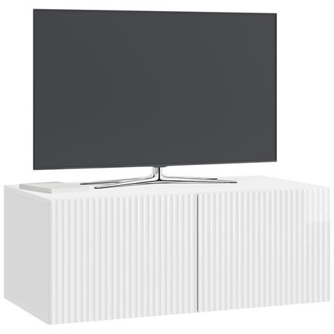 Mobile Porta TV da Muro Bianco Lucido 78,5 x 41 x 30 cm - Foto 2