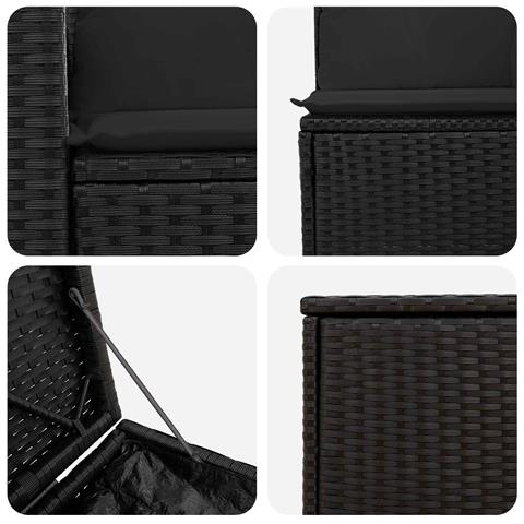 Set di divani 5 pz Nero Rattan sintetico e Acciaio - Foto 9