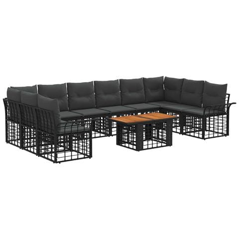 Set Divano da Giardino 11 pz Nero e Grigio scuro polyrattan - Foto 1
