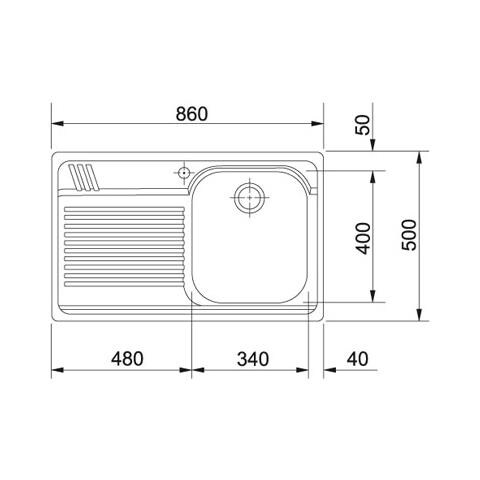 Lavello AMX611A SX 1 Vasca Gocciolatoio a Sinistra Dimensioni 86 x 50 cm Colore Inox Satinato Serie Armonia - Foto 2