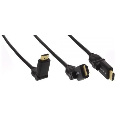 cavo hdmi high speed with ethernet, fullhd 1080p. , uhd 2.160p, type-a maschio / type-a maschio orientabile, pin dorati, ne - Foto 2