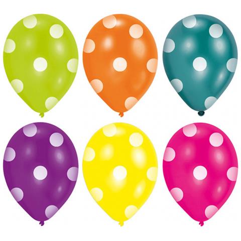 Amscan - 6 Palloncini Multicolor A Pois Bianchi - Foto 1