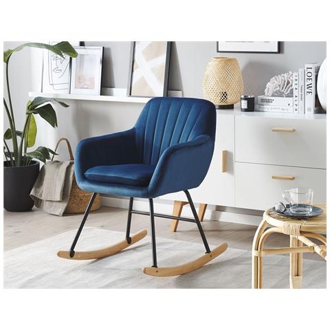 Sedia A Dondolo In Velluto Blu Cobalto Liarum - Foto 15