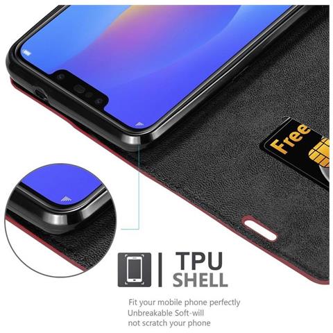 Custodia Compatibile Con Samsung Galaxy J4 Plus In Rosso Mela - Coperchio Protettiva Con Chiusura Magnetica, Funzione Stand E Tasca Per Le Carte - Foto 5