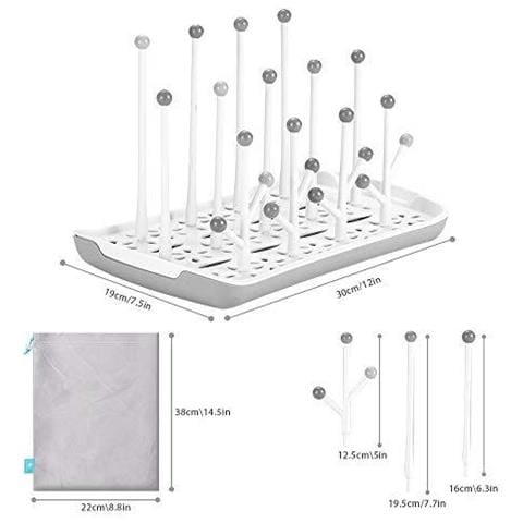 Baby Bottle Dryer Rack Con Acqua Vassoio Asportabile Bambino Stendino Ideale Per Biberon Tettarelle Tazze Pompa Di Ricambio E Accessori Grey - Foto 2
