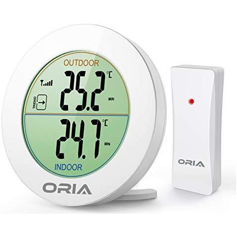 Termometro Esterno Dellinterno Wireless Monitoraggio Della Temperatura Termometro Digitale Lcd Con Sensore A Distanza Allaperto Freccia Trends (C F) Min Max Valore Da Tavolo E Di Design A Parete Per Casa - Foto 1