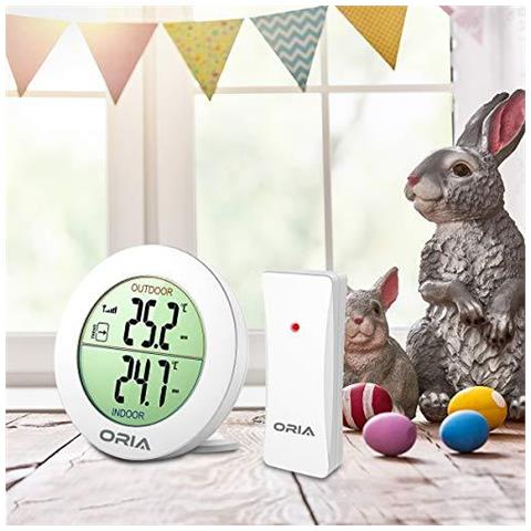 Termometro Esterno Dellinterno Wireless Monitoraggio Della Temperatura Termometro Digitale Lcd Con Sensore A Distanza Allaperto Freccia Trends (C F) Min Max Valore Da Tavolo E Di Design A Parete Per Casa - Foto 4