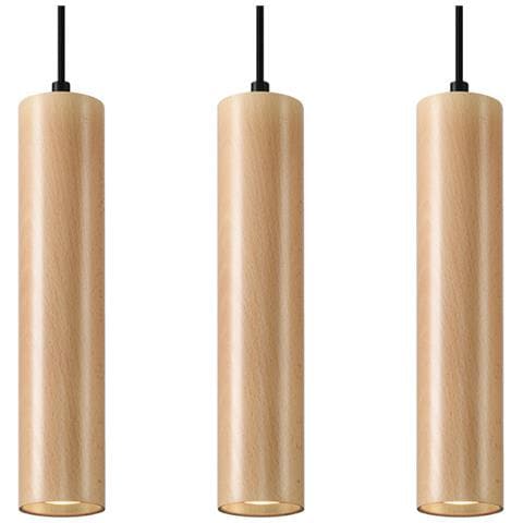 Lampada A Sospensione Tripla In Legno Naturale Gu10 - Foto 1
