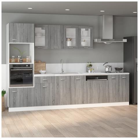 Pensile “Lyon” Grigio Sonoma 80x31x60 cm Vetro e - Foto 2