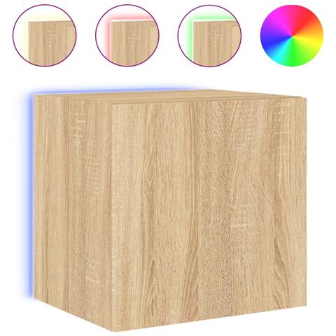 Mobile Tv A Parete Con Luci Led Rovere Sonoma 40,5x35x40 Cm - Foto 2