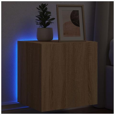 Mobile Tv A Parete Con Luci Led Rovere Sonoma 40,5x35x40 Cm - Foto 1