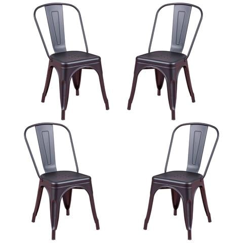 Confezione Da 4 Sedie Impilabili In Metallo - Bistro - Foto 1
