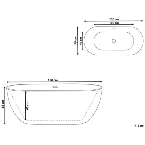 Vasca Da Bagno Freestanding Carrera 150 X 75 Cm Bianco - Foto 8