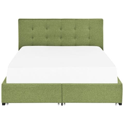 Letto Con Cassetti Contenitori Tessuto La Rochelle 180 X 200 Cm Verde - Foto 6