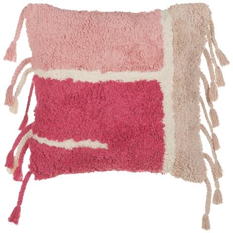 Cuscino Decorativo Bistorta Cotone 45 X 45 Cm Geometrico Trapuntato Rosa - Foto 2