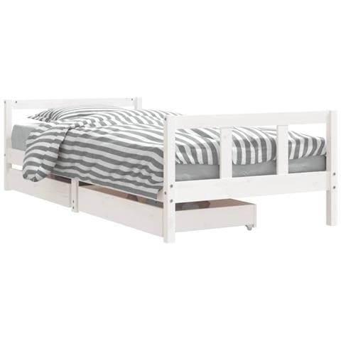 Giroletto Bambini Con Cassetti Bianco 90x200cm Massello Di Pino - Foto 2