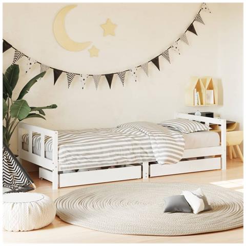 Giroletto Bambini Con Cassetti Bianco 90x200cm Massello Di Pino - Foto 1