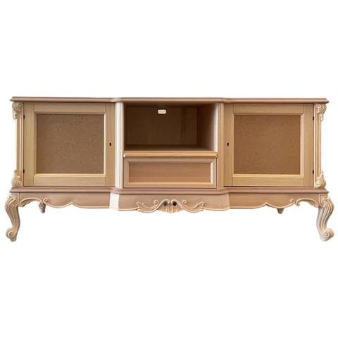 Porta Tv 2 Ante 1 Cassetto Classico Barocco Legno Grezzo 174x60x76 - Foto 1