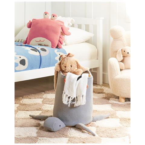 Cestino Per Bambini Tartaruga Tanda Cotone Grigio - Foto 1