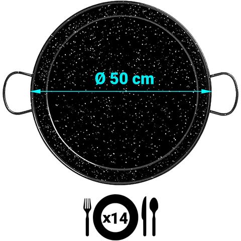 Briebe Levante Padella Per Paella Induzione 50 Cm Acciaio Smaltato, Paellera Per 14 Porzioni Nero - Foto 2