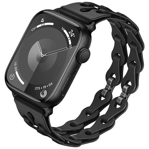 Cinturino Per Apple Watch Series 1-9 E Ultra In Silicone Black 22 Mm - Foto 1