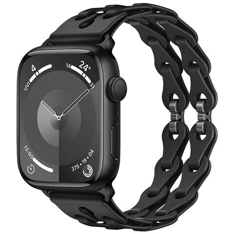 Cinturino Per Apple Watch Series 1-9 E Ultra In Silicone Black 22 Mm - Foto 4