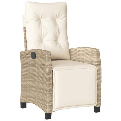 Sedia Reclinabile da Giardino con Poggiapiedi Beige Polyrattan - Foto 1