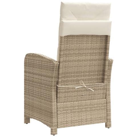 Sedia Reclinabile da Giardino con Poggiapiedi Beige Polyrattan - Foto 2