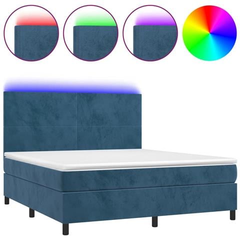 Letto a Molle con Materasso e LED Blu Scuro 180x200 cm - Foto 1